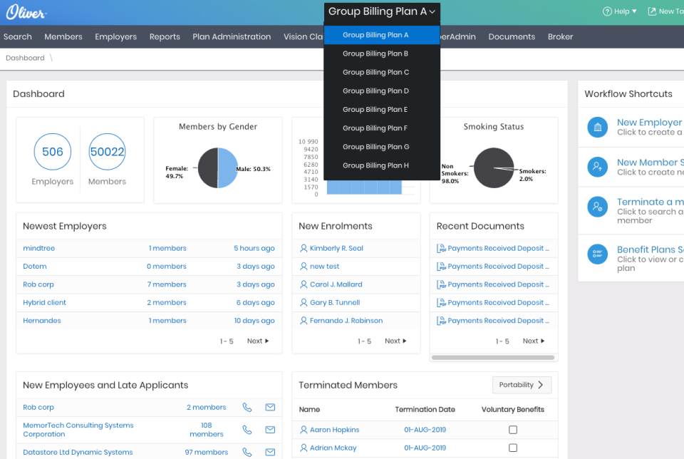 screenshot of C-DAT Pension Admin System